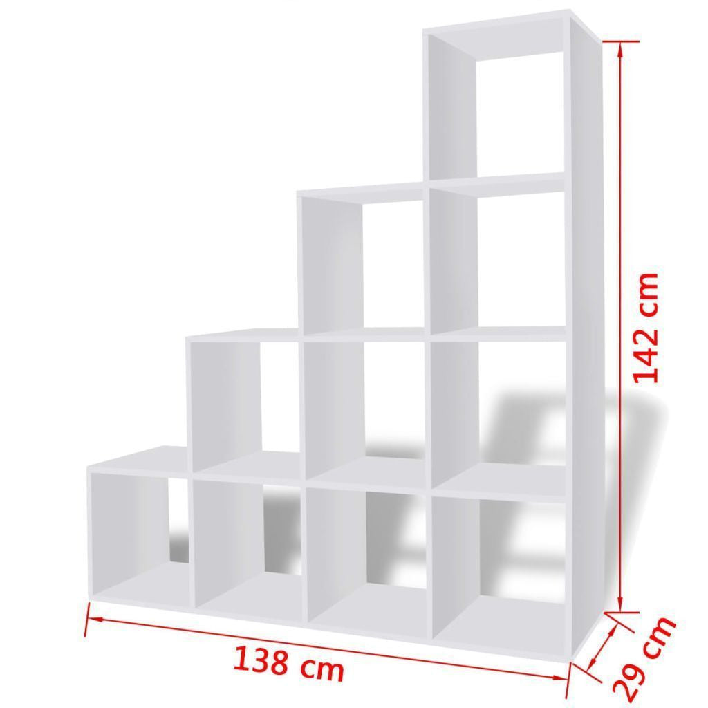 White Staircase Bookcase/Display Shelf - 142 cm