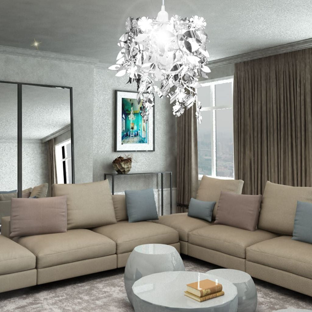 Silver Pendant Chandelier Leaves Lamp