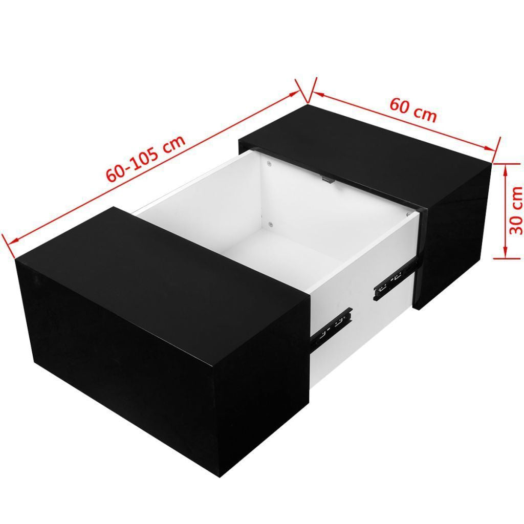 Black High Gloss Storage Coffee Table