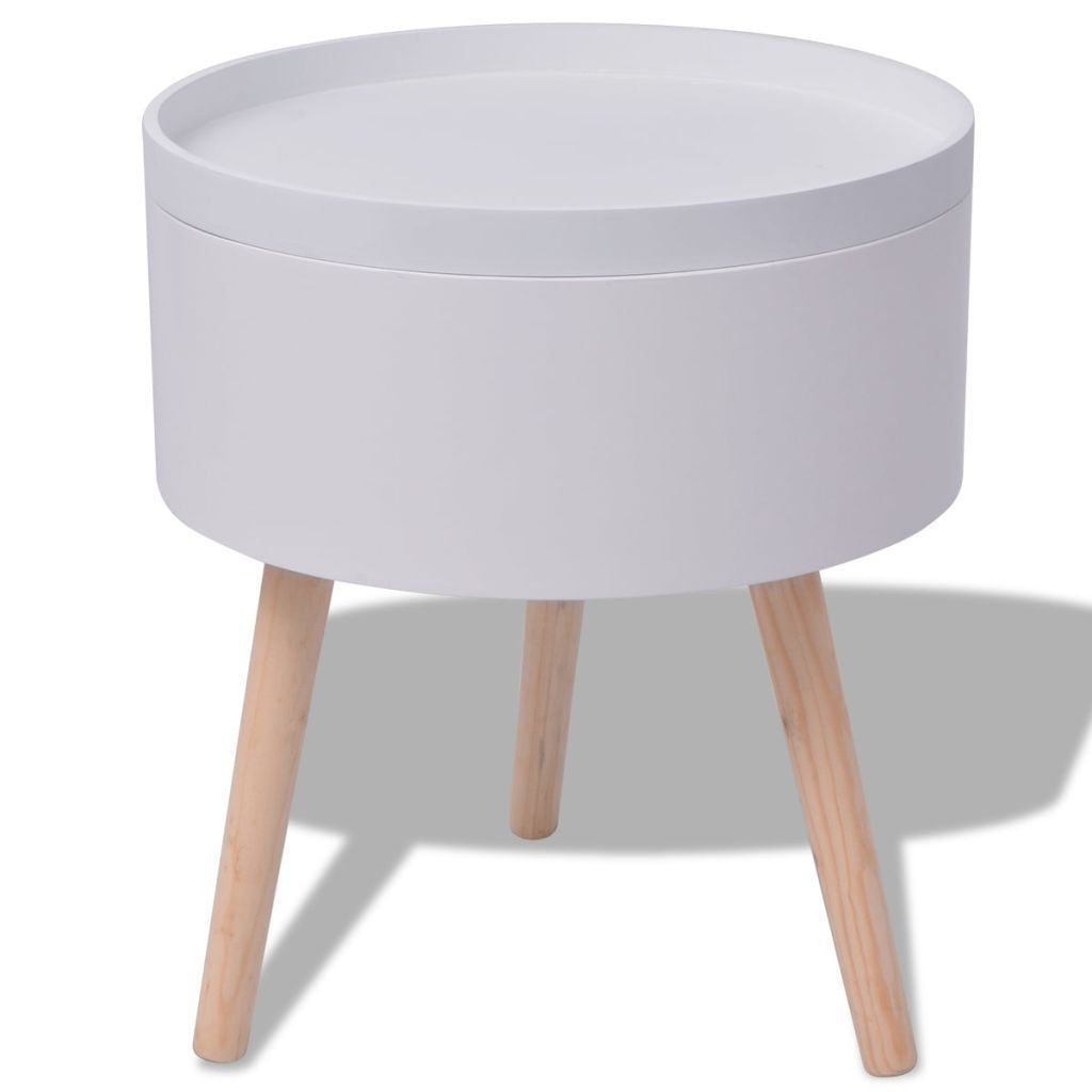 White Round Side Table with Serving Tray