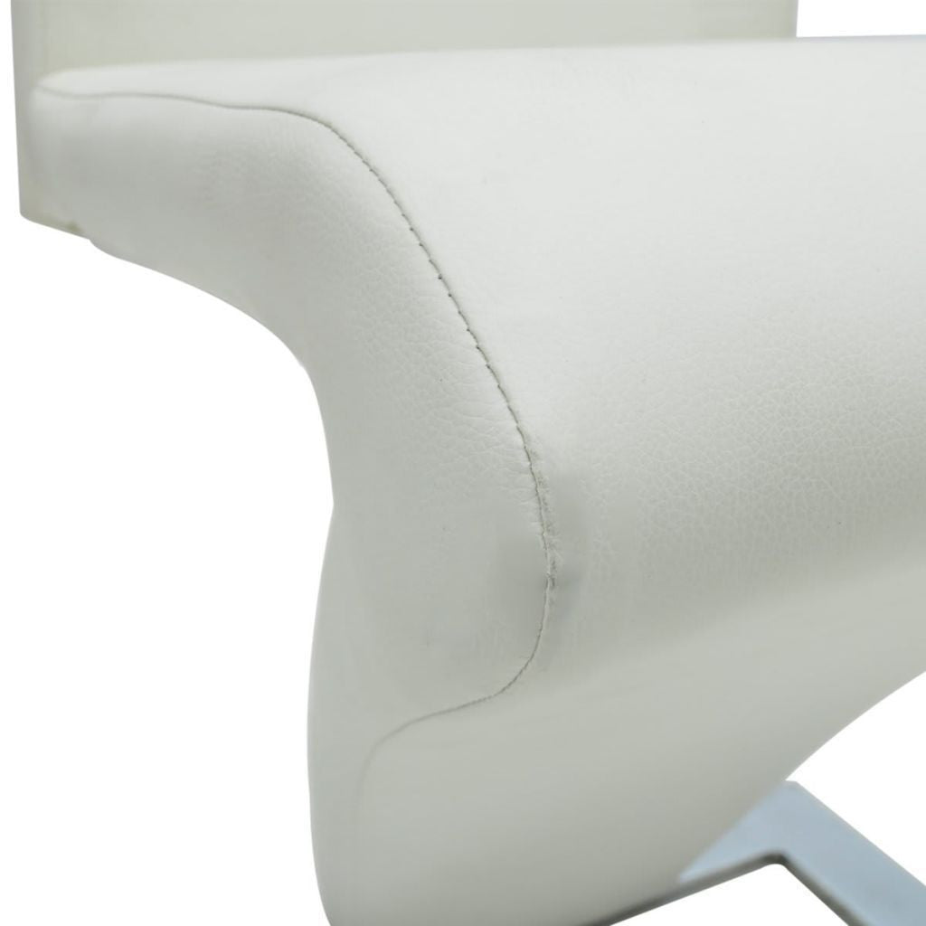 Set of 4 White Zigzag Dining Chairs