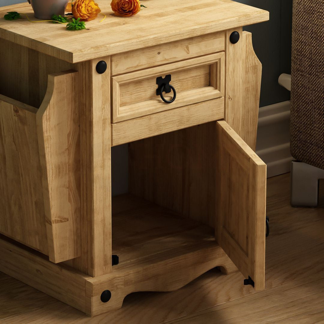 Solid Pine Wood Magazine Side Table