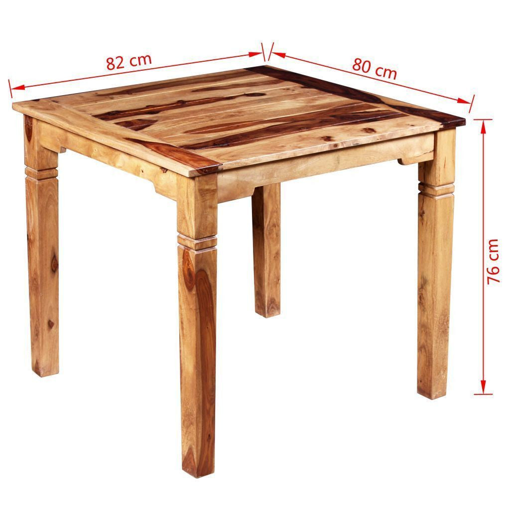 Solid Sheesham Wood Dining Table - 82 x 80 x 76 cm