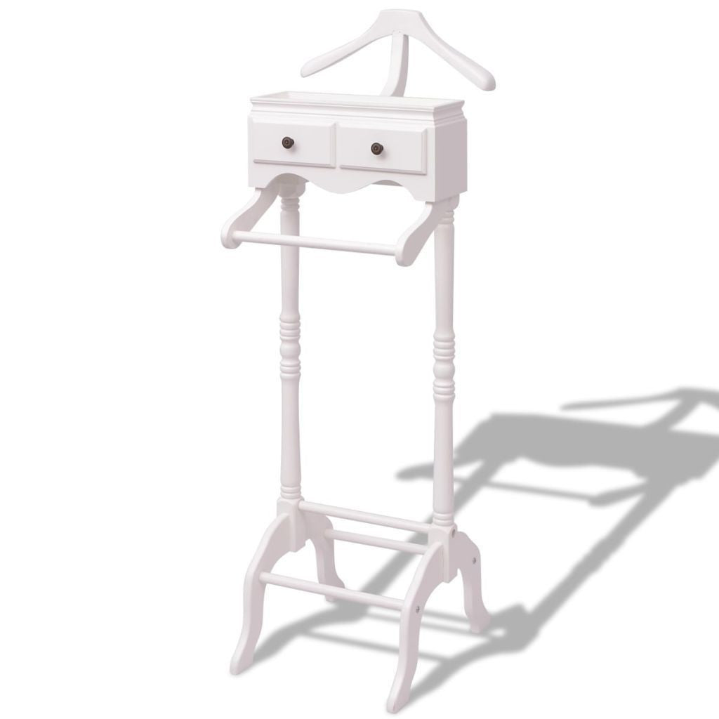 White Clothing Rack with Cabinet Wood