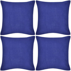 4 Blue Cotton Cushion Covers 80 x 80 cm