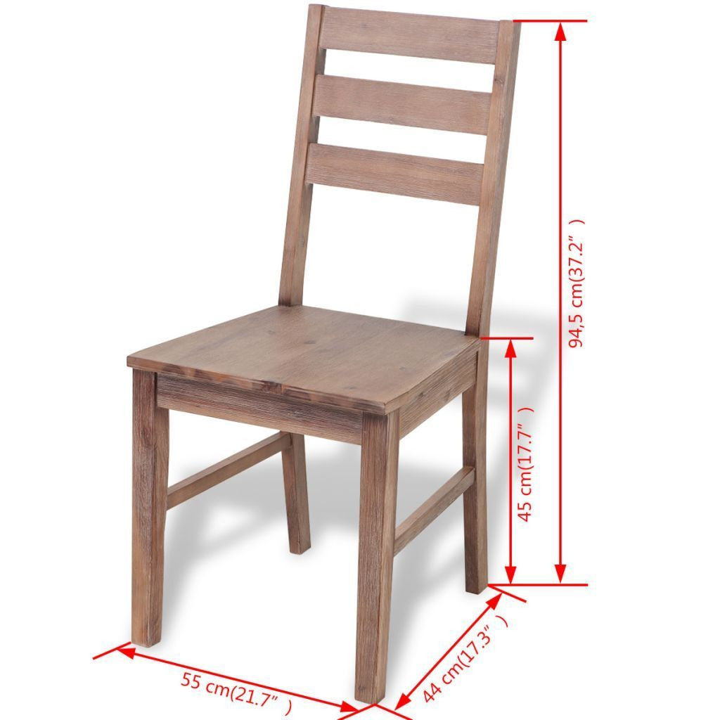 Set of 2 Solid Wood Dining Chairs - 55 x 44 x 94.5 cm