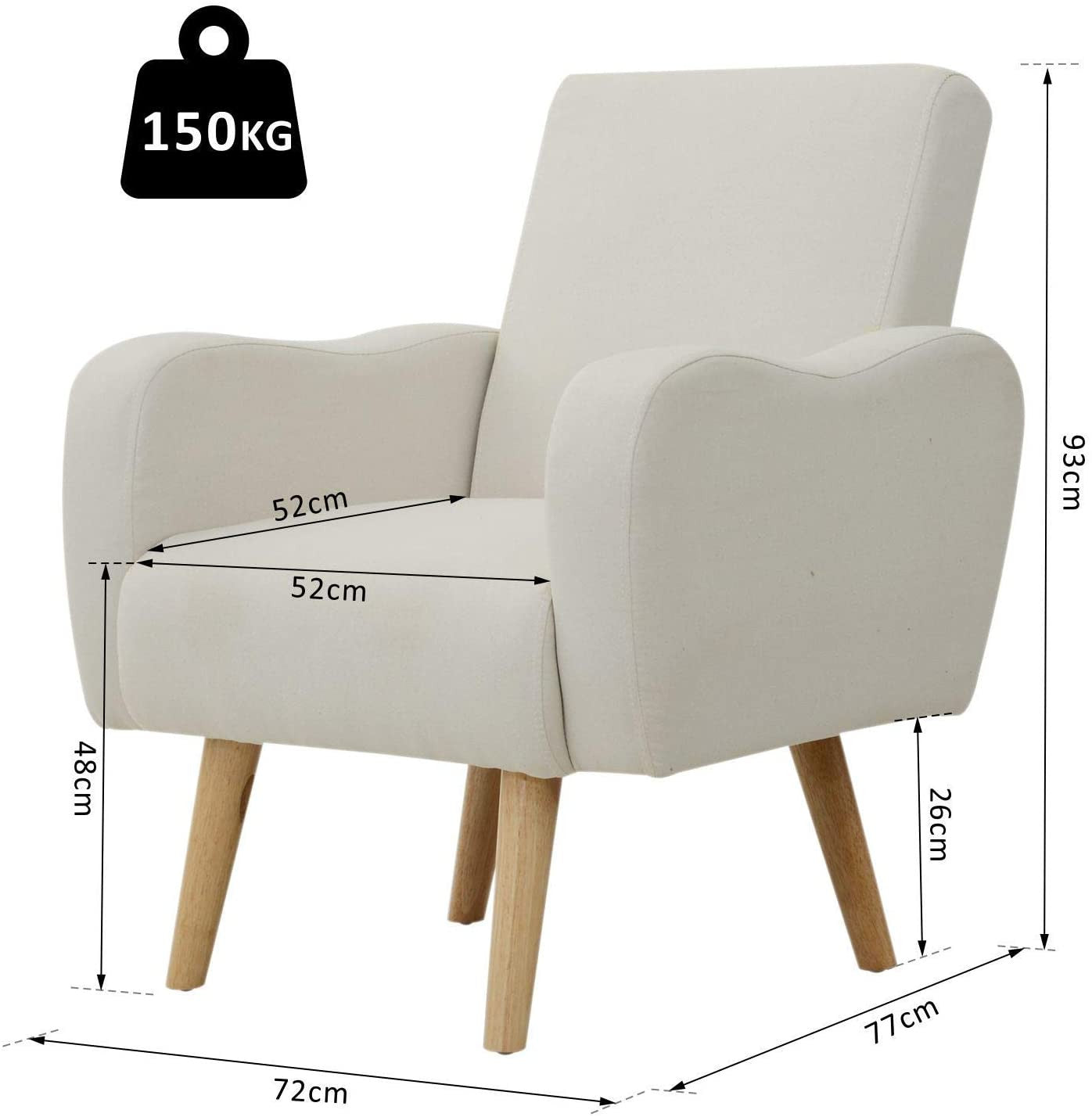 Scandi Cream White Armchair Sofa