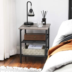 Set of 2 Greige Industrial Bedside Tables