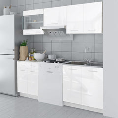 5 pcs High Gloss White Kitchen Cabinet Unit 200 cm