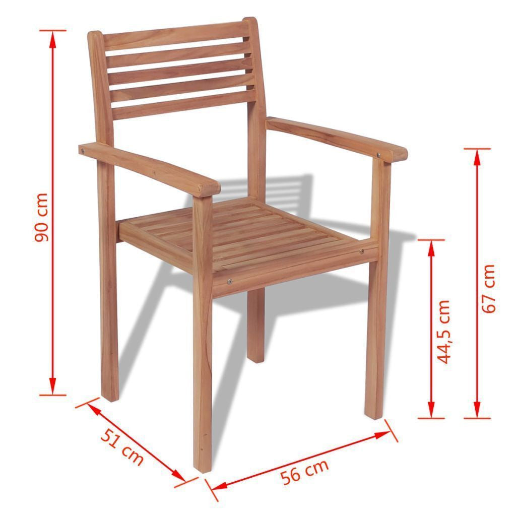 Set of 4 Teak Outdoor Stackable Chairs