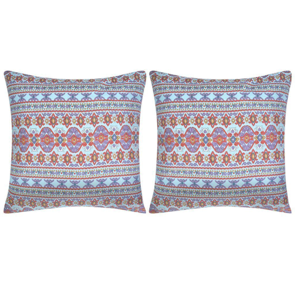 2 Pillow Aztec Printed Canvas Covers 80 x 80 cm