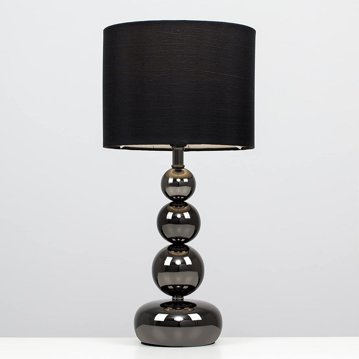 Set of 2 Black Chrome Ball Touch Table Lamps
