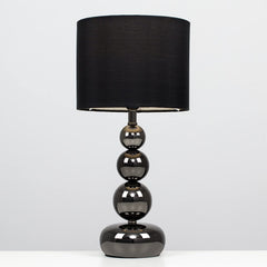 Set of 2 Black Chrome Ball Touch Table Lamps