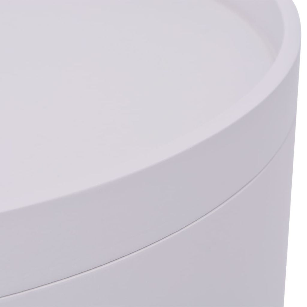 White Round Side Table with Serving Tray