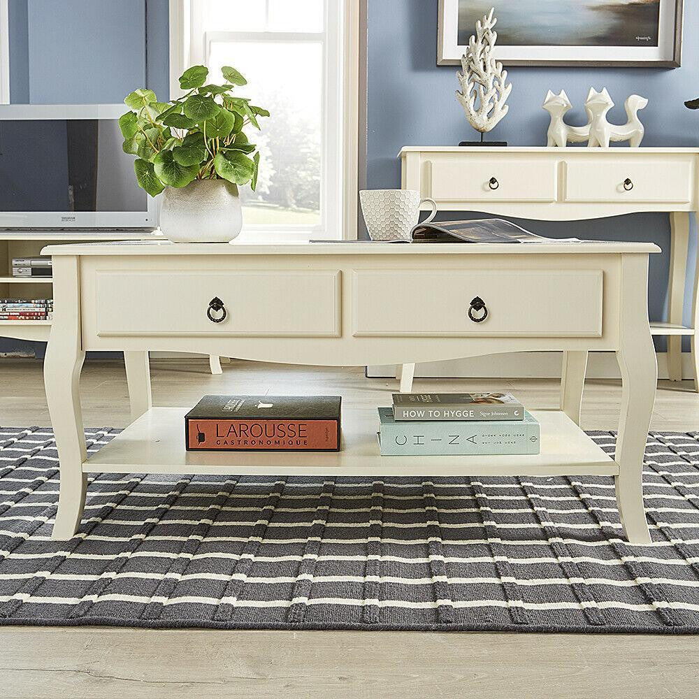 2 Drawer Cream Coffee Table