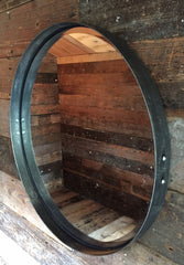 Round Urban Pewter Metal Mirror
