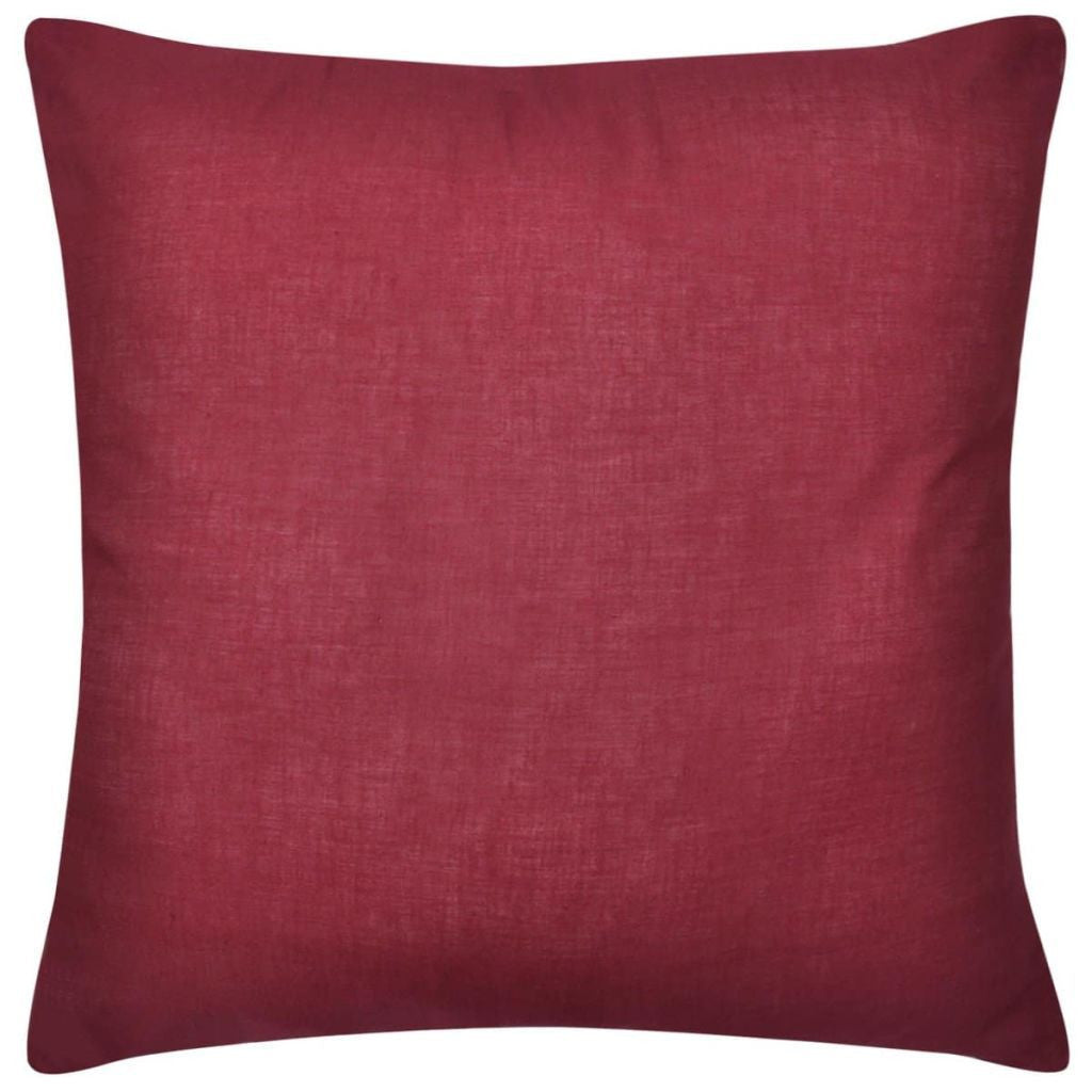 4 Burgundy Cotton Cushion Covers 50 x 50 cm
