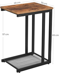 Rustic Side Table with Under Mesh Shelf