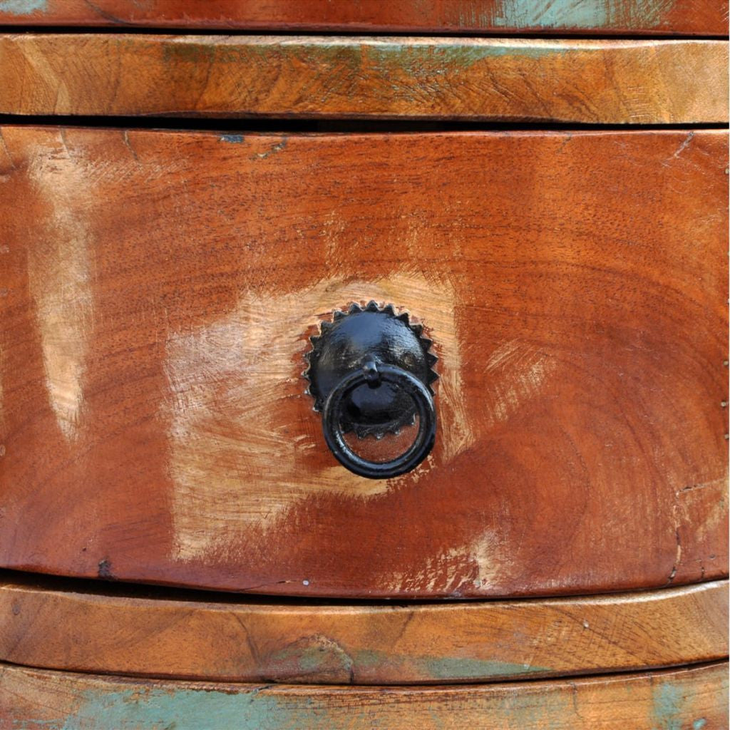 Reclaimed Solid Wood Round Bedside Table