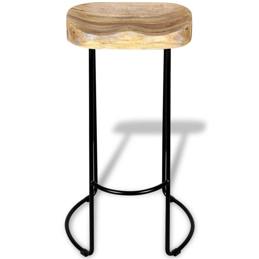 Set of 2 Solid Mango Wood Bar Stools