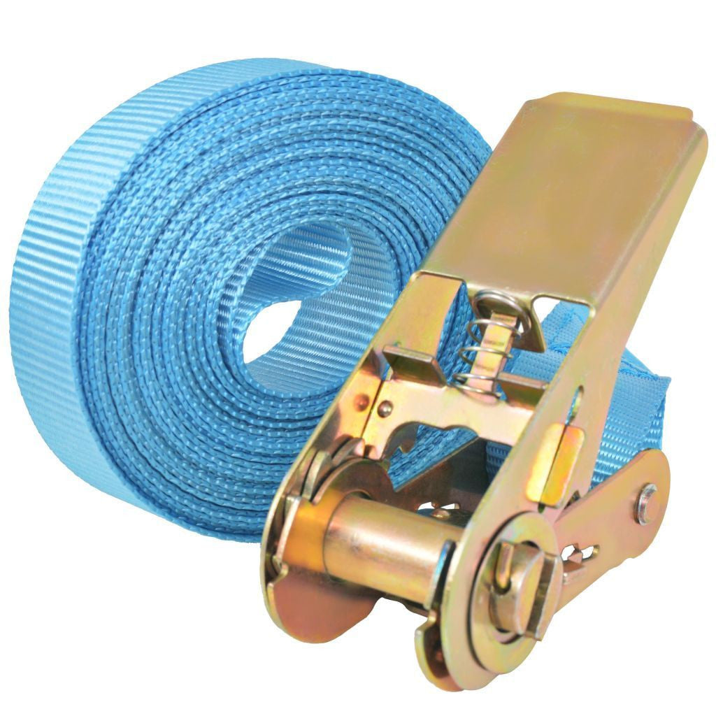 Ratchet Tie Down Straps 10 pcs 0.8 Tonnes 4mx25mm Blue TUV/SGS