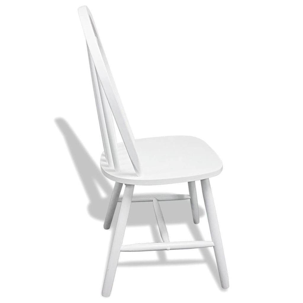 Set of 2 White Wooden Round Dining Chairs