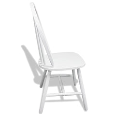 Set of 2 White Wooden Round Dining Chairs