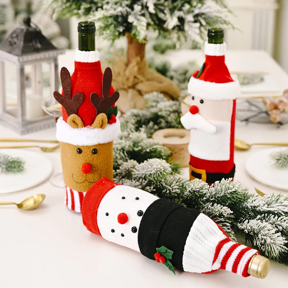 Knitted Christmas Wine Bottle Covers