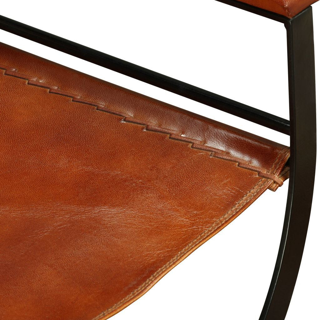Tan Leather Directors Chair