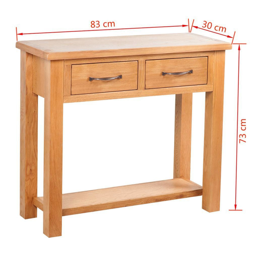 Oak Console Table with 2 Drawers