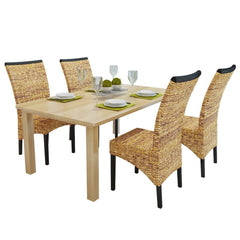 Set of 4 Abaca Brown Dining Chairs