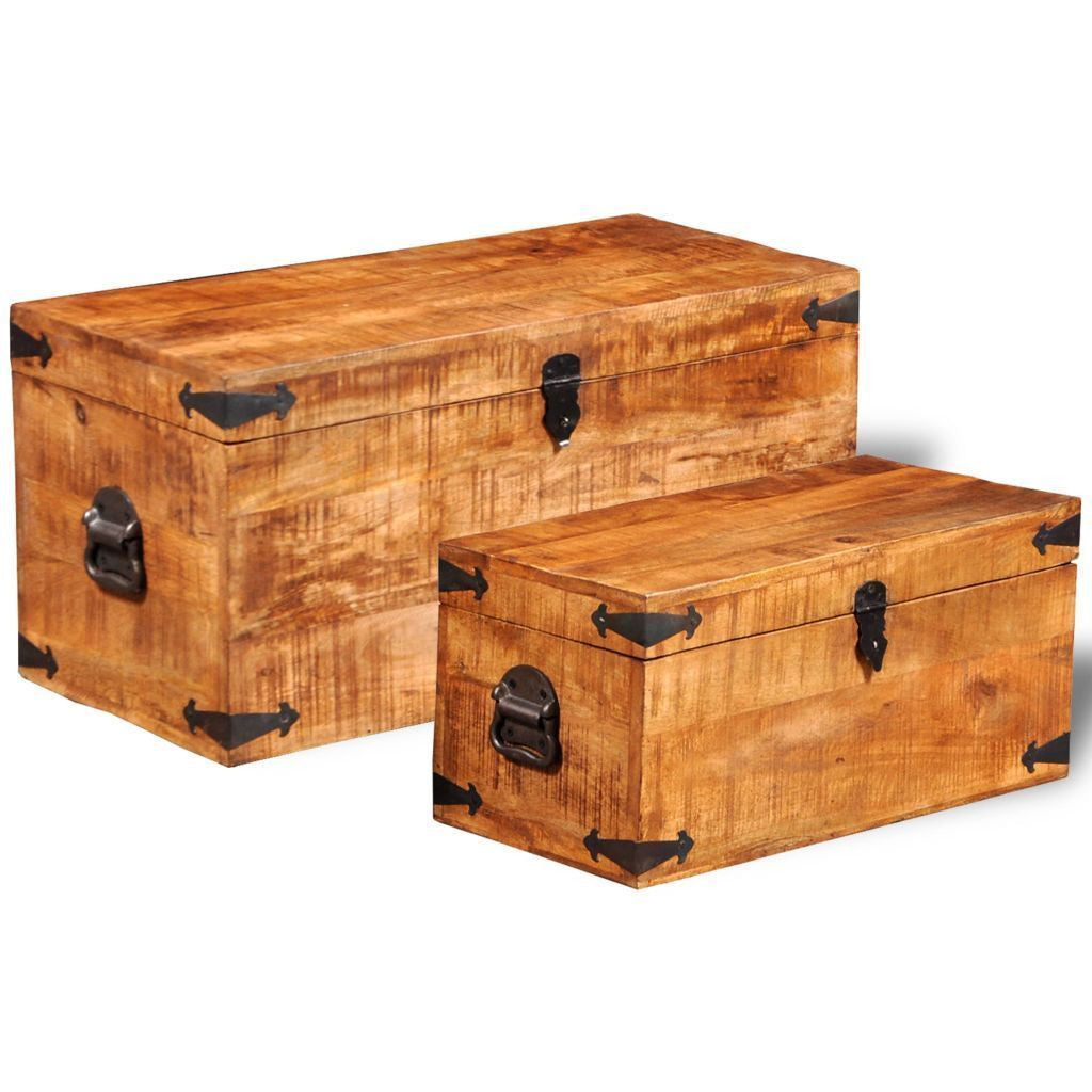 Set of 2 Rough Mango Wooden Storage Chests