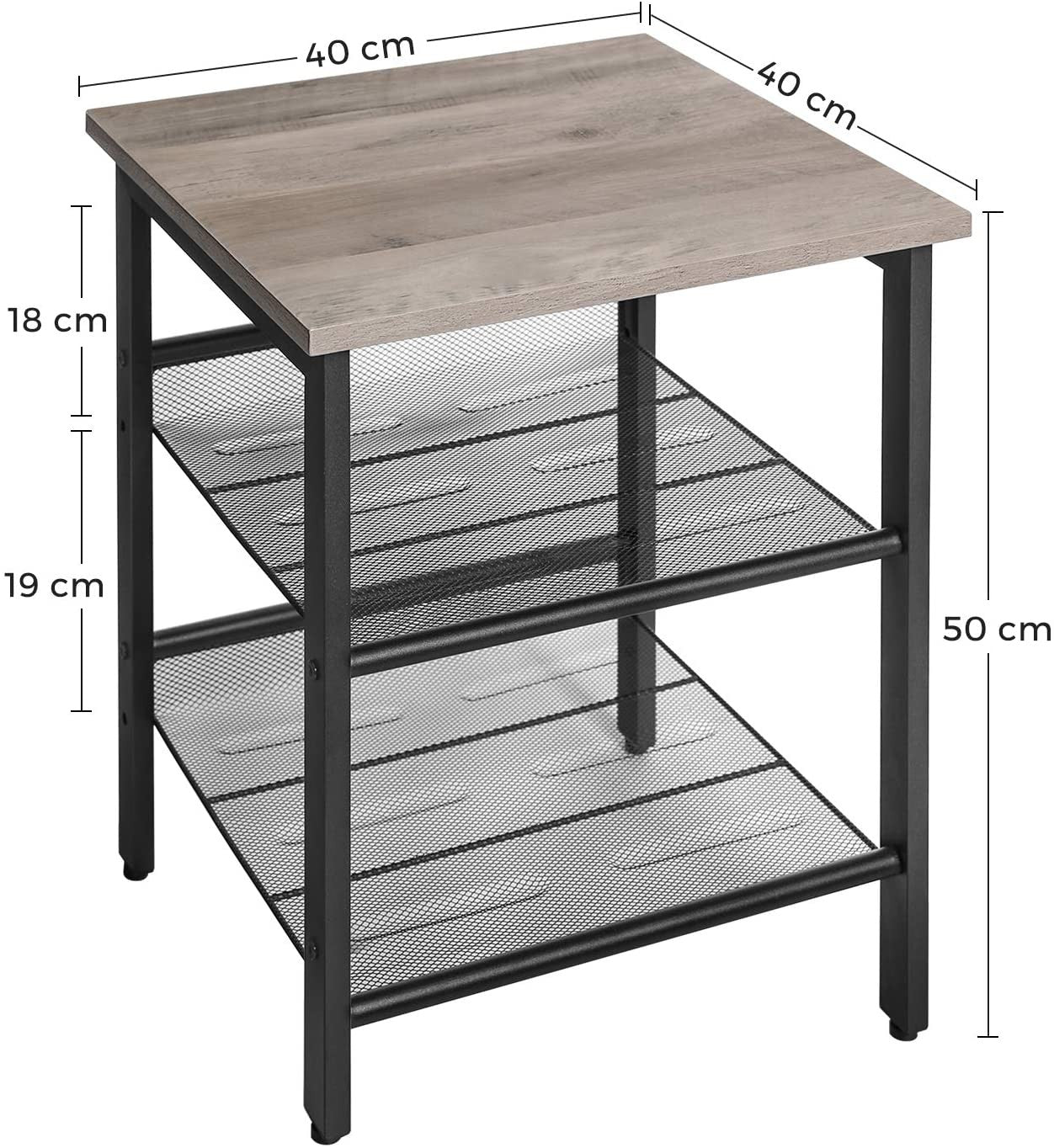 Set of 2 Greige Industrial Bedside Tables