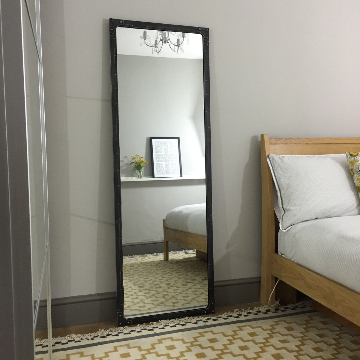 Tall Urban Pewter Mirror