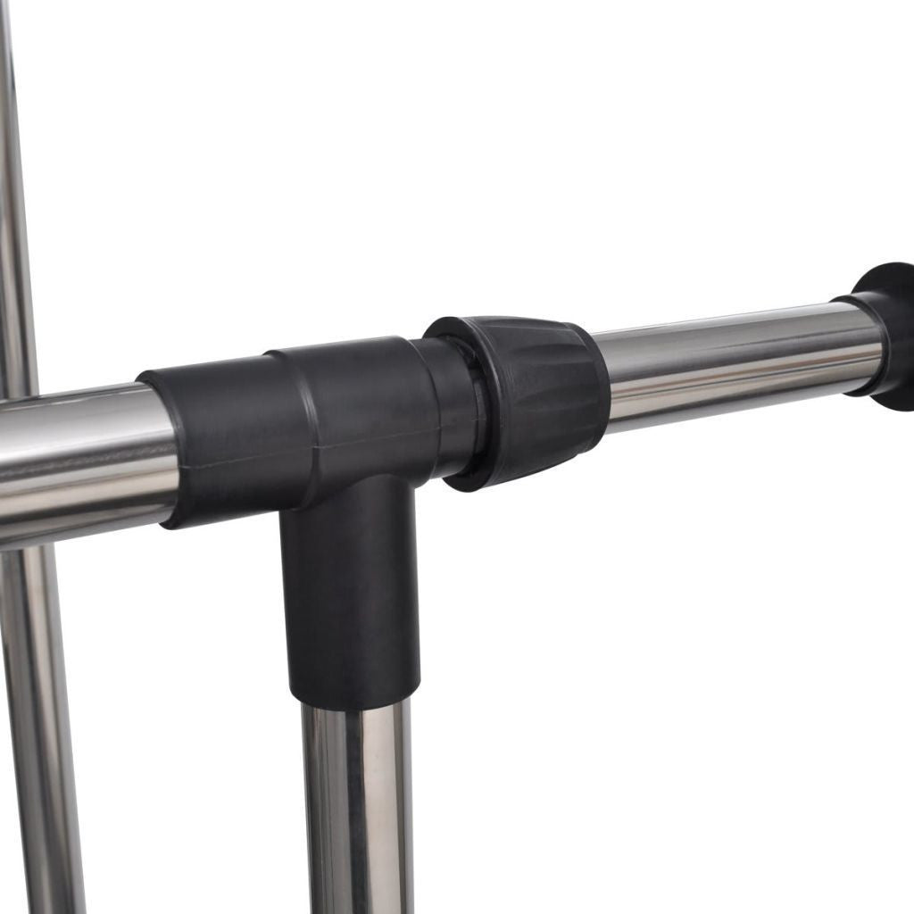Adjustable Clothes Rack - 4 Castors & 2 Hanging Rails