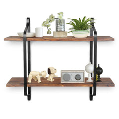 2 Tier Wood & Metal Shelves