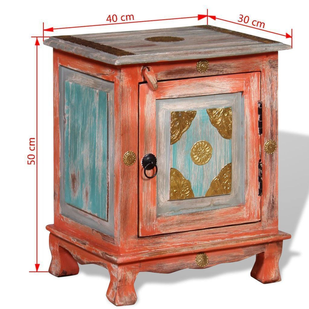 Orange Solid Mango Wood Nightstand