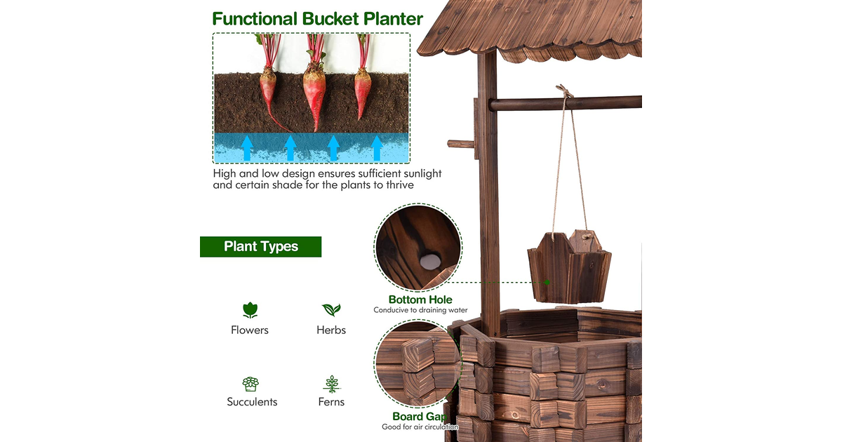 Garden Wishing Well & Flower Pot