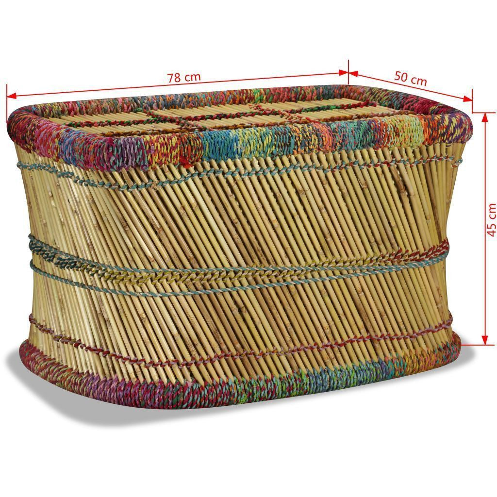 Bamboo Coffee Table with Chindi Details