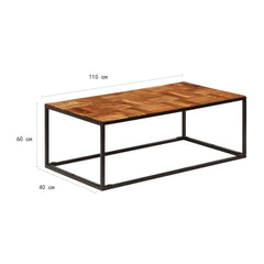 Solid Acacia Wood and Steel Coffee Table