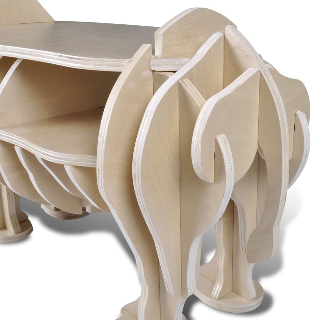 Wooden Rhino Book Organizer & Side Table