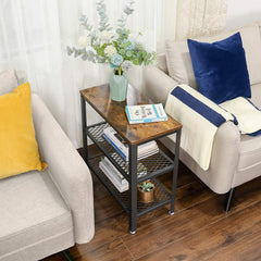 Rustic Double Mesh Shelves Side Table