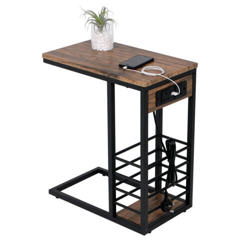 Rustic USB End Table