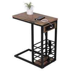 Rustic USB End Table
