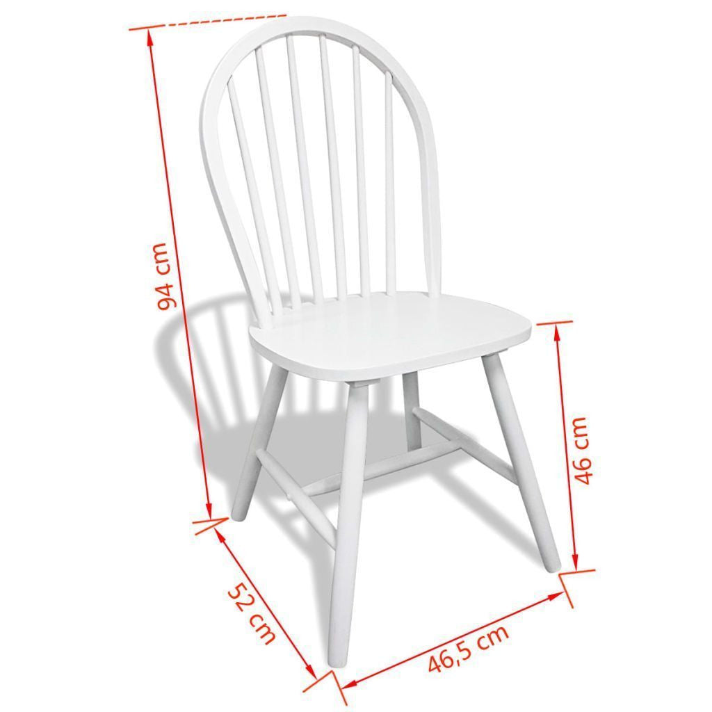 Set of 2 White Wooden Round Dining Chairs