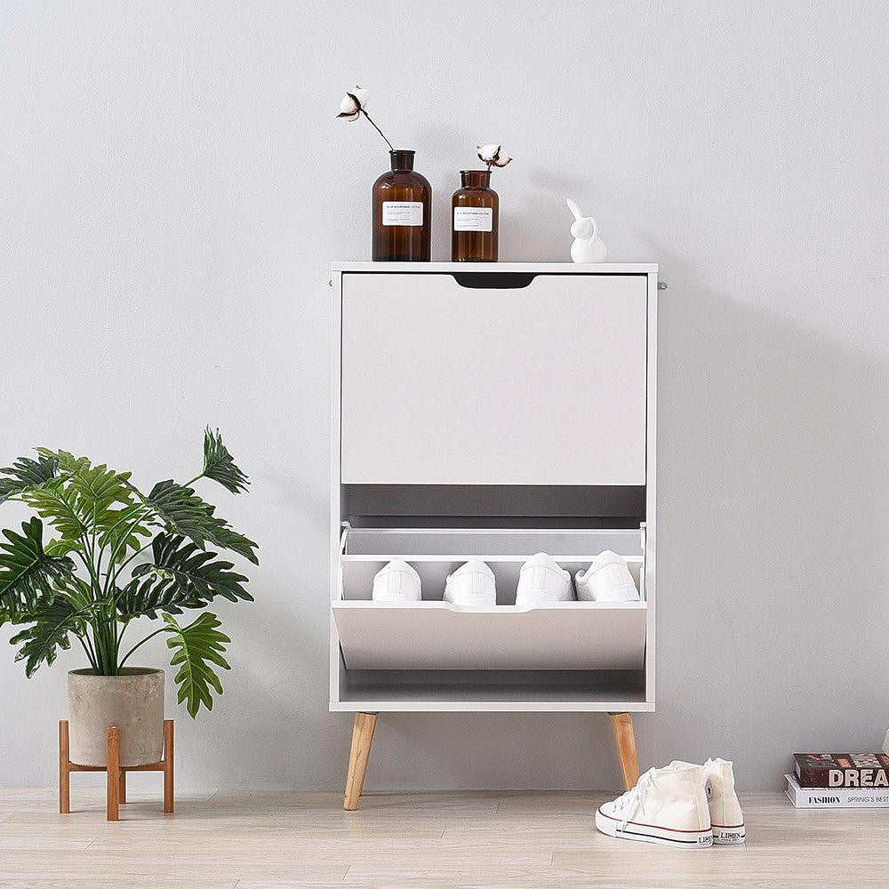 Scandi White Shoe Storage Cabinet