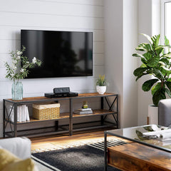 Rustic Cross TV Bench
