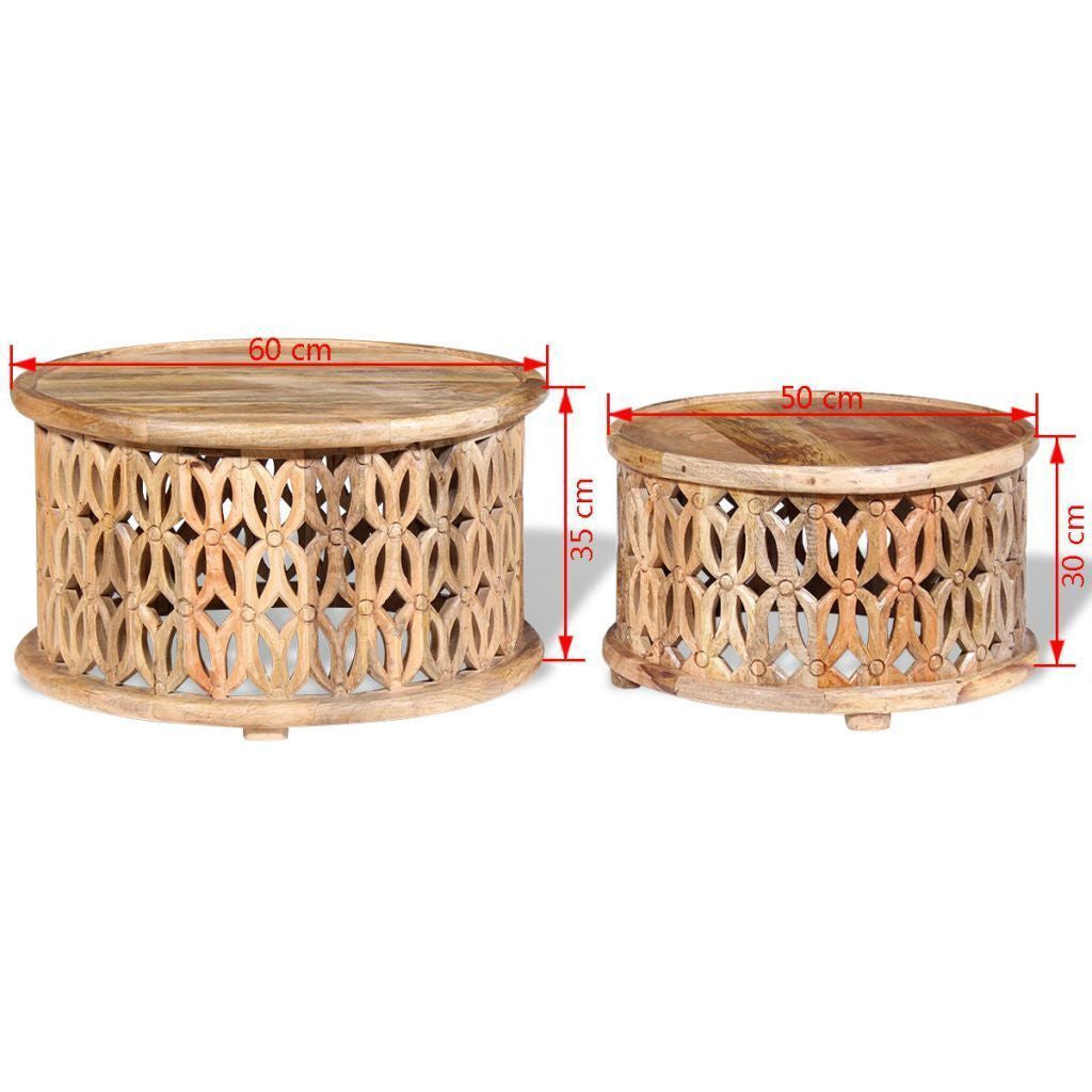 Two Piece Solid Mango Coffee Table Set