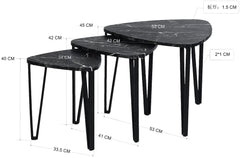 Set Of 3 Nest Marble Effect Tables