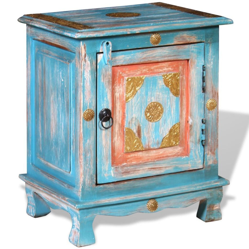 Solid Mango Wooden Blue Nightstand